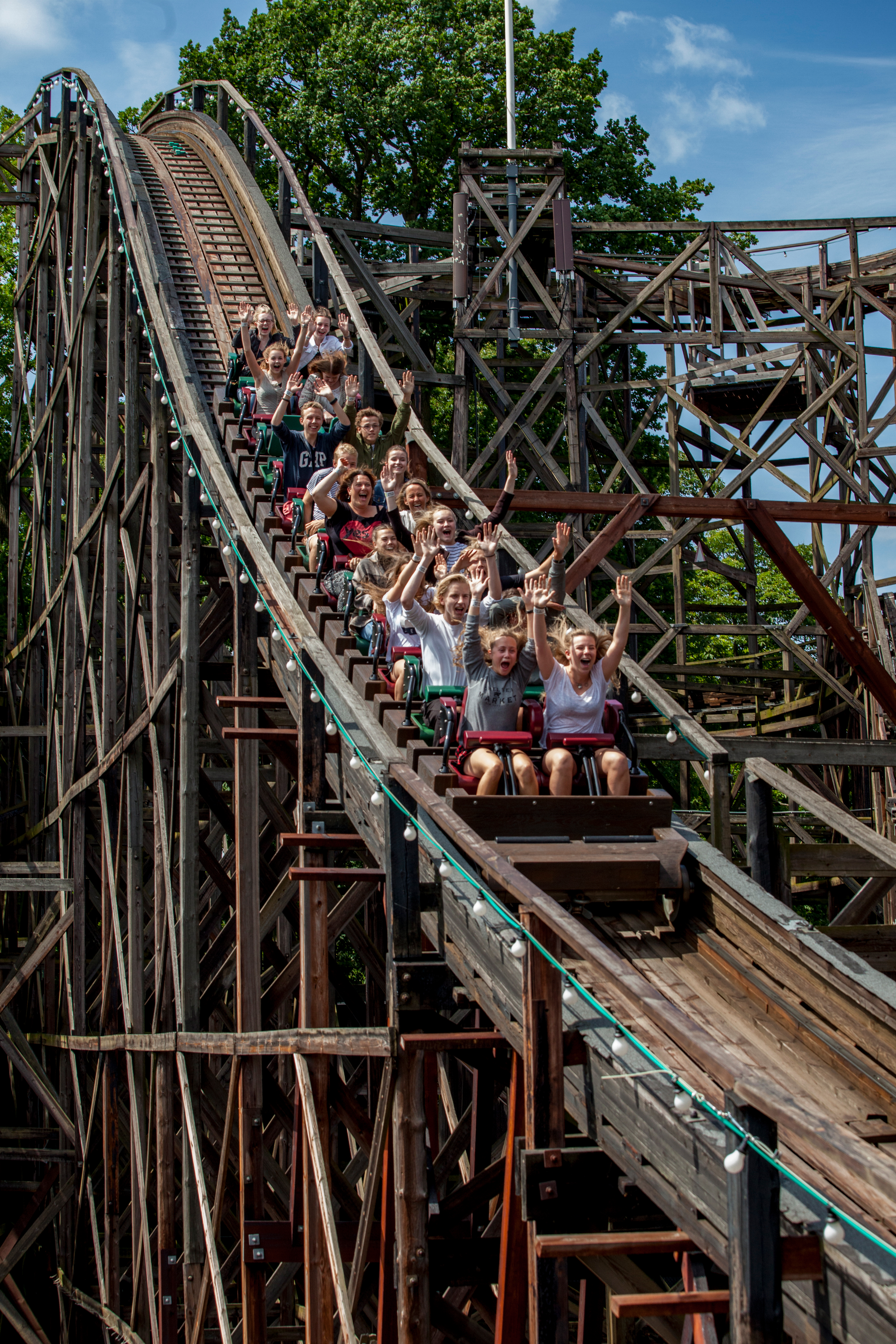 Bakken Forlystelse Rutschebanen Gruppe Ung Oplevelse Udflugt